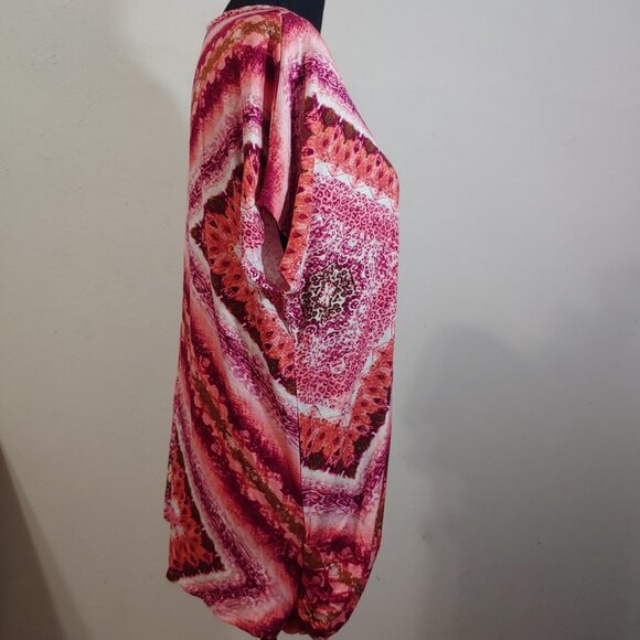 One World V Neck Soft Stretchy Short Sleeve Blouse Large - Picture 2 of 7